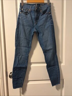 7 For All Mankind High-Rise Skinny Jeans in Medium Blue